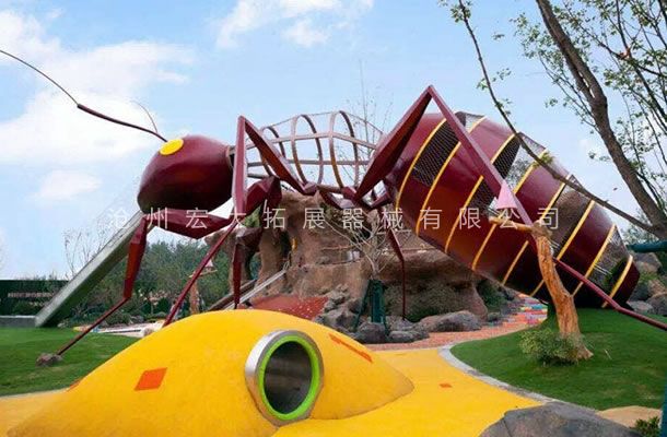  蚂蚁不锈钢滑梯-户外景观游乐设备-体能乐园厂家